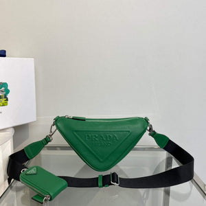 Prada Leather Prada Triangle shoulder bag 1BH190 Green - Default Title - View 1