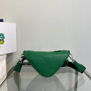Prada Leather Prada Triangle shoulder bag 1BH190 Green - Default Title - View 3