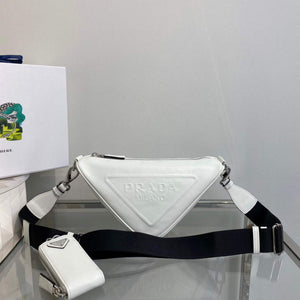 Prada Leather Prada Triangle shoulder bag 1BH190 White - Default Title - View 1