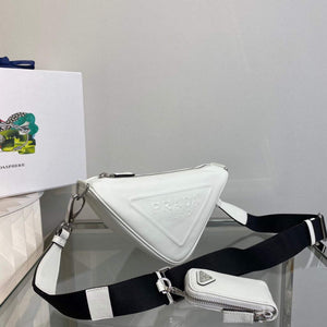 Prada Leather Prada Triangle shoulder bag 1BH190 White - Default Title - View 3
