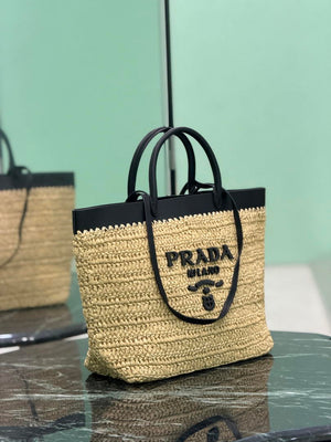 Prada Medium crochet and leather tote bag 1BG499 Black - Default Title - View 2