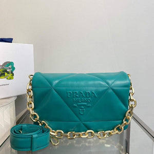 Prada Padded nappa leather shoulder bag 1BD306 Green - Default Title - View 1