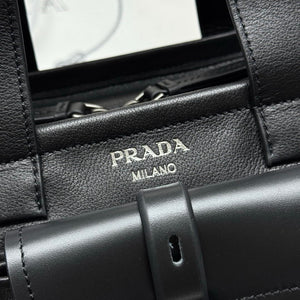 Prada Route medium leather tote bag 1BG660 Black - Default Title - View 5