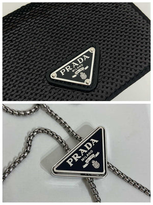Prada sequins-studded card holder with shoulder strap 1MR024 Black - Default Title - View 9