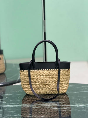 Prada Mini crochet and leather tote bag 1BG501 Black - Default Title - View 4