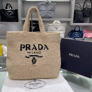 Prada Small Raffia tote bag 1BG422 Apricot - Default Title - View 1