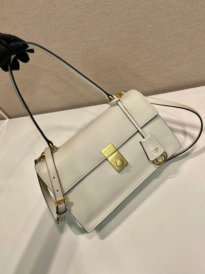 Prada Soft Sound medium leather shoulder bag 1BN023 White - Default Title - View 2