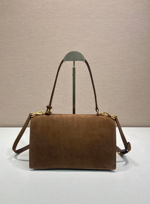 Prada Soft Sound medium Suede shoulder bag 1BN023 Brown - Default Title - View 4