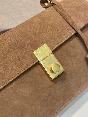 Prada Soft Sound medium Suede shoulder bag 1BN023 Brown - Default Title - View 7