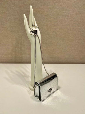 Prada studded card holder with shoulder strap 1MR024 Silver - Default Title - View 2