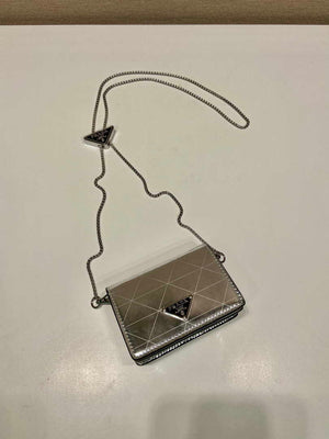 Prada studded card holder with shoulder strap 1MR024 Silver - Default Title - View 4