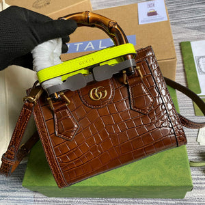 Gucci Diana Mini Tote Bag Crocodile LeatherTop Handle Bag Gucci a€?55661 Brown - Default Title - View 4