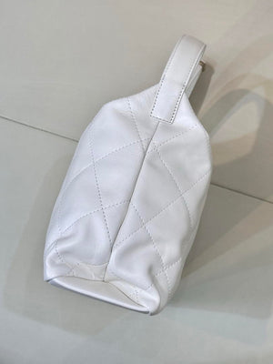 Chanel AS6139 Large Hobo Handbag Shiny Lambskin & Gold-Tone Metal White - Default Title - View 6