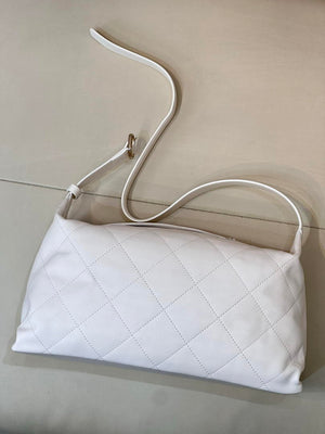 Chanel AS6139 Large Hobo Handbag Shiny Lambskin & Gold-Tone Metal White - Default Title - View 8