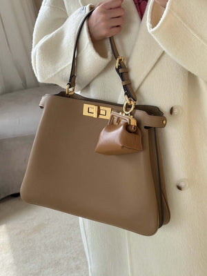Fendi 8BN353AOVHF19P8 Peekaboo Soft Medium Cappuccino-coloured leather bag 80172 - Default Title - View 11