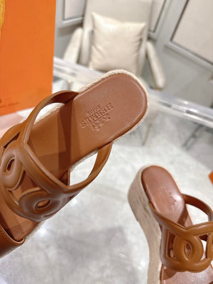 Hermes Women H242111ZvDI380 High heel espadrille in Nappa leather H90010 - 35 - View 5