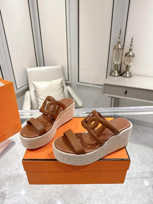 Hermes Women H242111ZvDI380 High heel espadrille in Nappa leather H90010 - 35 - View 7