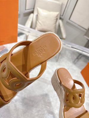 Hermes Women H242111ZvDI380 High heel espadrille in Nappa leather H90013 - 35 - View 8