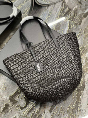 Saint Laurent YSL 693242 Tote Panier Maxi Bag In Raffia Black - Default Title - View 8