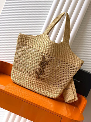 Saint Laurent YSL 698651 Icare In Raffia Maxi Shopping Bag Nature - Default Title - View 10