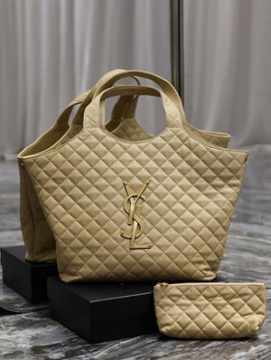 Saint Laurent YSL 698651 Icare Maxi Shopping Bag In Quilted Lambskin Apricot - Default Title - View 1