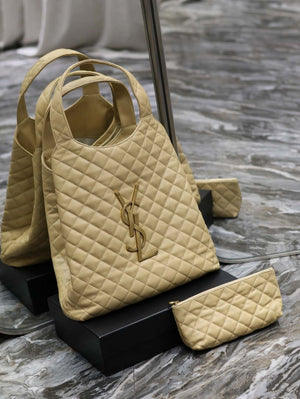 Saint Laurent YSL 698651 Icare Maxi Shopping Bag In Quilted Lambskin Apricot - Default Title - View 9