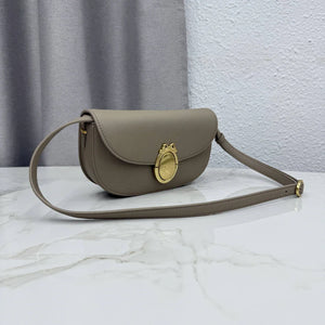 Small Dior Médaillon Flap Bag M3919QDWP_M900 Elephant Gray Grained Calfskin - Default Title - View 2