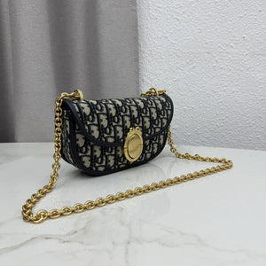 Small Dior Médaillon Flap Bag M3919QDWP_M900 Blue Dior Oblique Jacquard - Default Title - View 2