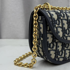 Small Dior Médaillon Flap Bag M3919QDWP_M900 Blue Dior Oblique Jacquard - Default Title - View 3