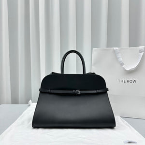 The Row W1255L72 Calfskin Margaux 15 Air buckled textured-leather tote T10993 Silver - Default Title - View 1