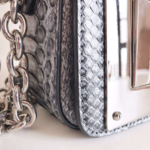 Tom Ford 25116800041 Metallic Python Natalia Chain Shoulder Bag Gray Black - Default Title - View 6