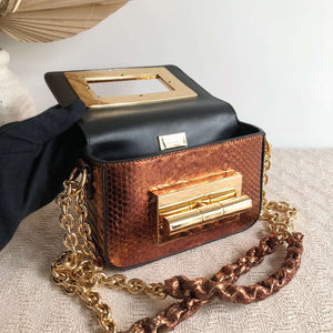 Tom Ford 25116800041 Metallic copper Python Natalia Chain Shoulder Bag - Default Title - View 6
