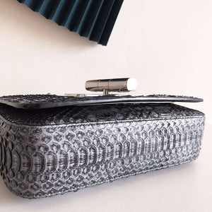 Tom Ford 29116800081 Metallic Python Natalia Chain Shoulder Bag Gray Black - Default Title - View 7