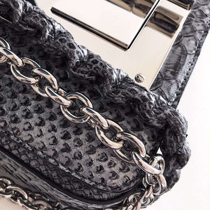 Tom Ford 29116800081 Metallic Python Natalia Chain Shoulder Bag Gray Black - Default Title - View 9