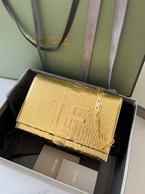 Tom Ford 5520743975 Gold Python Evening Tf Disco Bag - Default Title - View 1