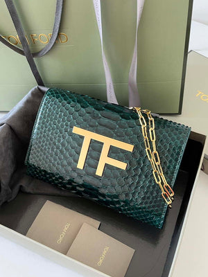 Tom Ford 5520743975 Green Python Evening Tf Disco Bag - Default Title - View 1