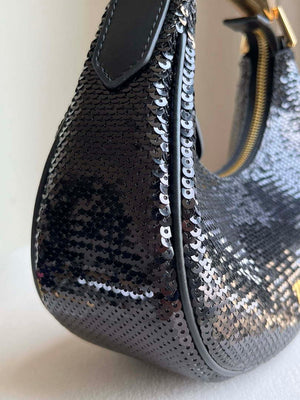 Tom Ford Black Hand embroidered sequins Leather Bianca Mini Hobo 5520708811 - Default Title - View 6