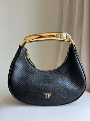 Tom Ford Black Python skin Leather Bianca Mini Hobo 5520708811 - Default Title - View 2
