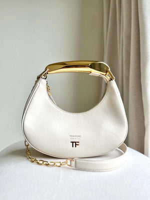 Tom Ford Grain Leather Bianca Mini Hobo 5520708811 Beige - Default Title - View 1