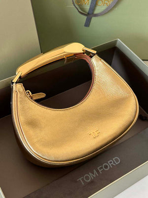 Tom Ford Grain Leather Bianca Mini Hobo 5520708811 Gold - Default Title - View 9