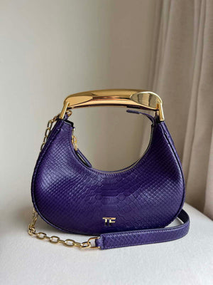 Tom Ford Python skin Leather Bianca Mini Hobo 5520708811 Purple - Default Title - View 1
