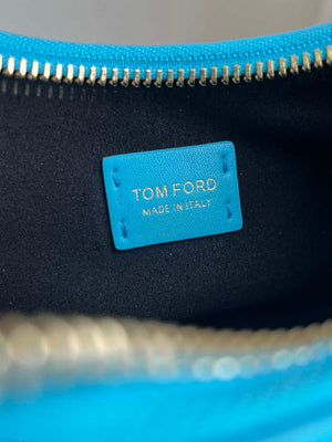 Tom Ford Shiny Stamped Crocodile Leather Bianca Mini Hobo 5520708811 Blue - Default Title - View 9