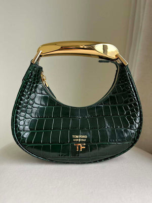 Tom Ford Shiny Stamped Crocodile Leather Bianca Mini Hobo 5520708811 Dark Green - Default Title - View 2