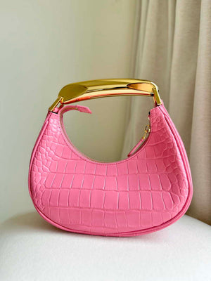 Tom Ford Shiny Stamped Crocodile Leather Bianca Mini Hobo 5520708811 Pink - Default Title - View 4