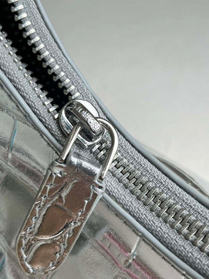 Tom Ford Shiny Stamped Crocodile Leather Bianca Mini Hobo 5520708811 Silver - Default Title - View 7