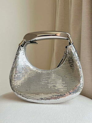 Tom Ford Silver Hand embroidered sequins Leather Bianca Mini Hobo 5520708811 - Default Title - View 5
