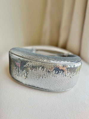 Tom Ford Silver Hand embroidered sequins Leather Bianca Mini Hobo 5520708811 - Default Title - View 8
