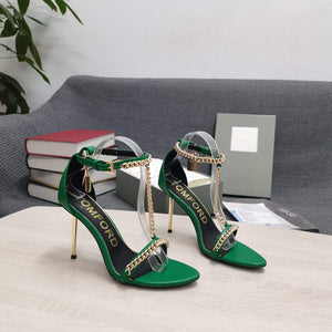 Tomford Shiny Leather Padlock Pointy Naked Sandal 105mm W22731 - 35 - View 1