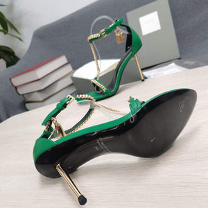 Tomford Shiny Leather Padlock Pointy Naked Sandal 105mm W22731 - 35 - View 7