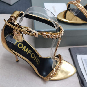 Tomford Shiny Leather Padlock Pointy Naked Sandal 105mm W22721 - 35 - View 9